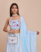 Lehenga Mart Designer Wedding Lehenga Choli For Women - Sky Blue | Grocsy