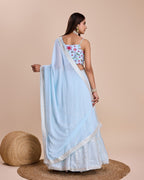Lehenga Mart Designer Wedding Lehenga Choli For Women - Sky Blue | Grocsy