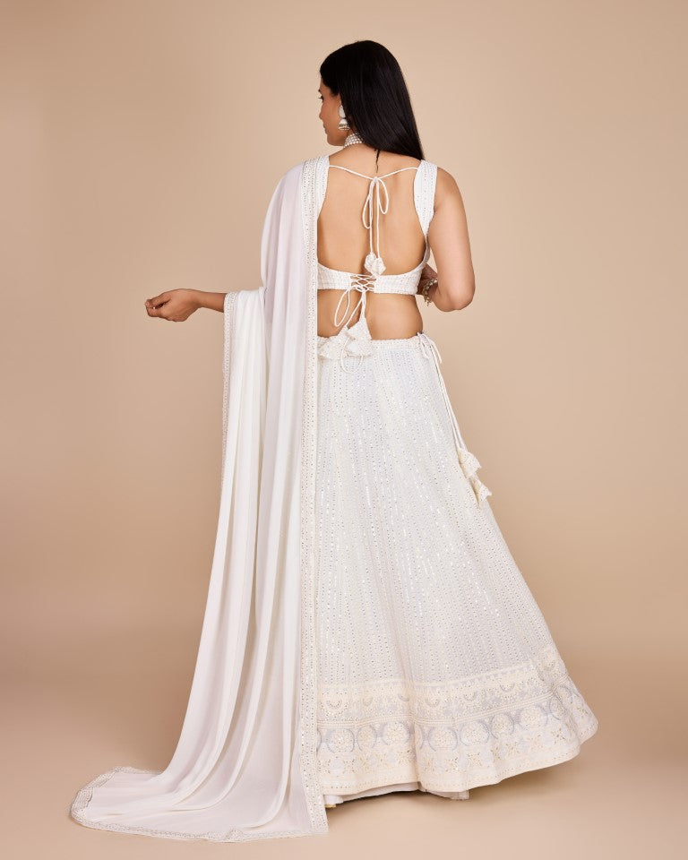 Lehenga Mart Designer Wedding Lehenga Choli For Women - White | Grocsy