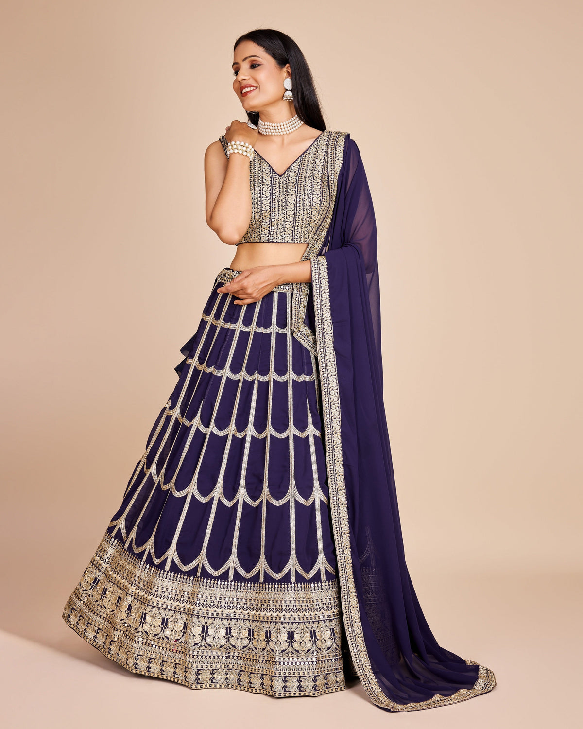 Lehenga Mart Designer Wedding Lehenga Choli For Women - Navy Blue | Grocsy