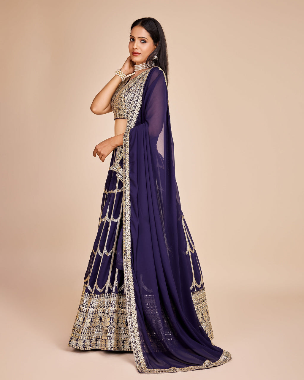 Lehenga Mart Designer Wedding Lehenga Choli For Women - Navy Blue | Grocsy