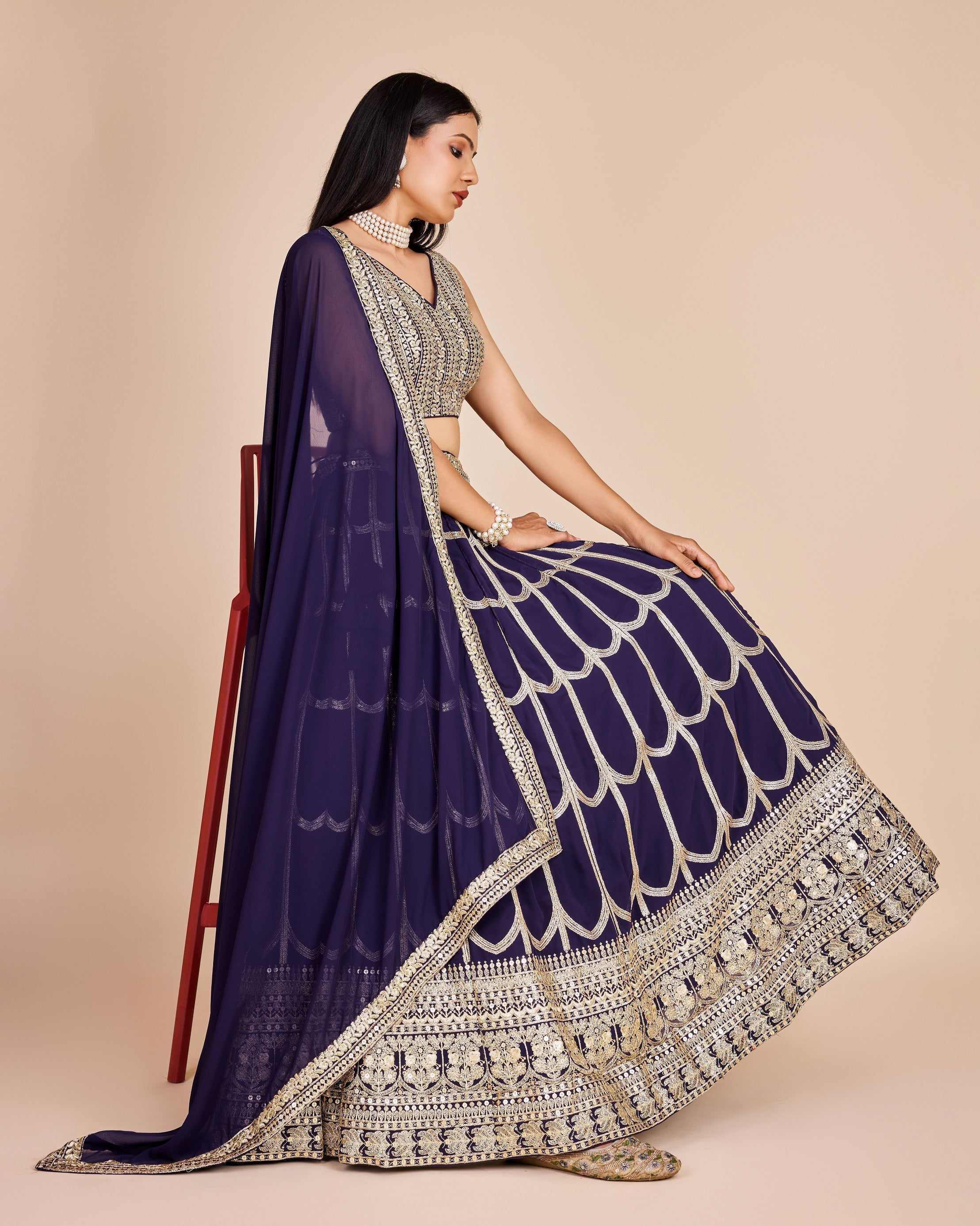 Lehenga Mart Designer Wedding Lehenga Choli For Women - Navy Blue | Grocsy