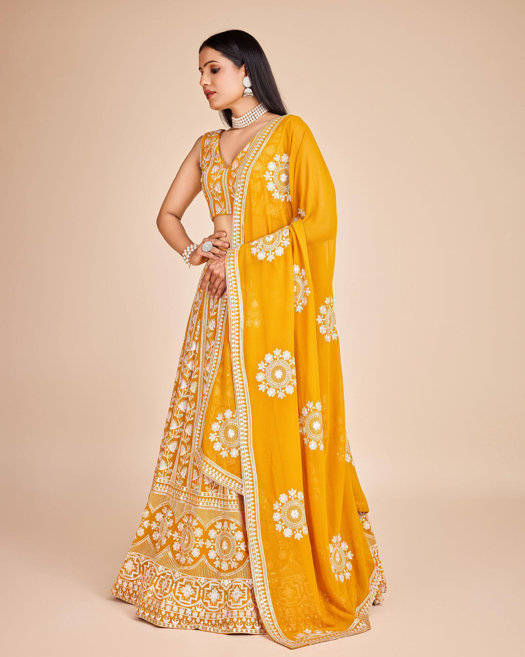 Lehenga Mart Designer Wedding Lehenga Choli For Women - Yellow | Grocsy