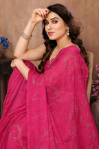 Aafreen Partywear Designer Pink Rangoli Silk Fancy Saree | Grocsy