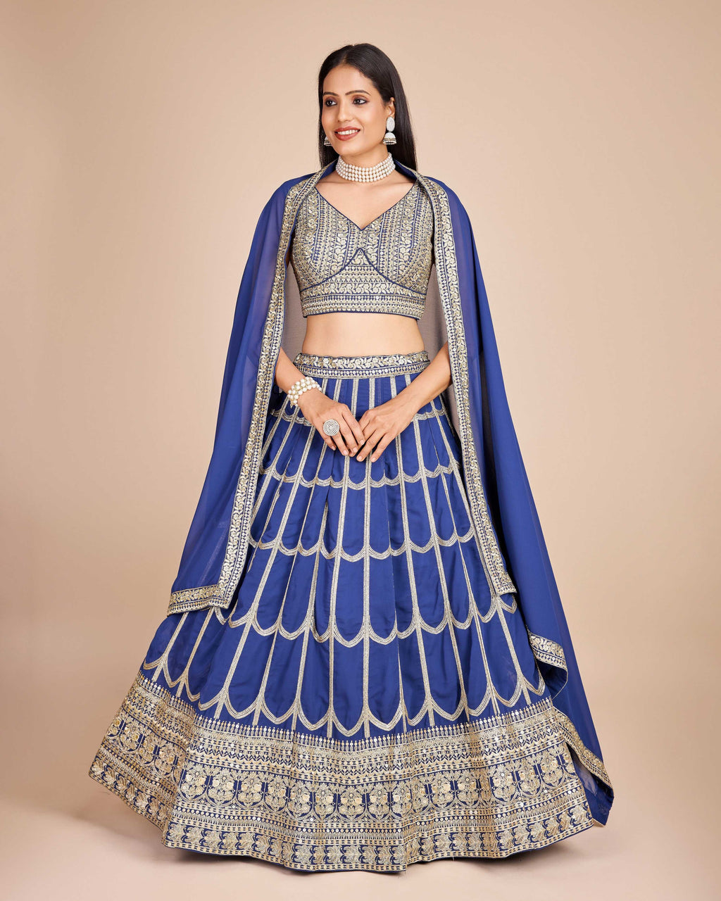 Lehenga Mart Designer Wedding Lehenga Choli For Women - Blue | Grocsy