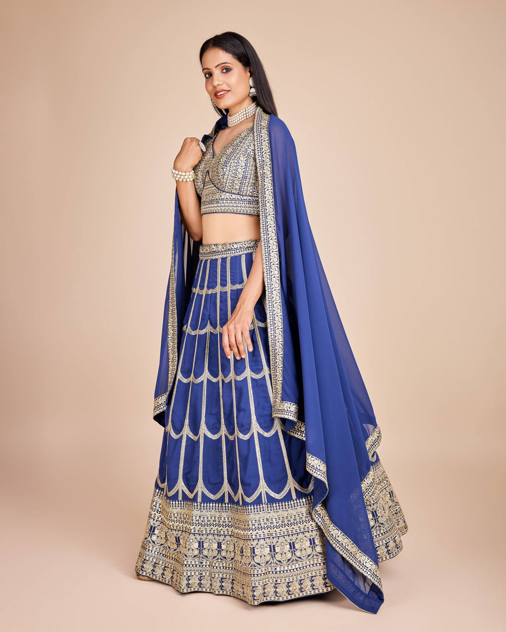 Lehenga Mart Designer Wedding Lehenga Choli For Women - Blue | Grocsy
