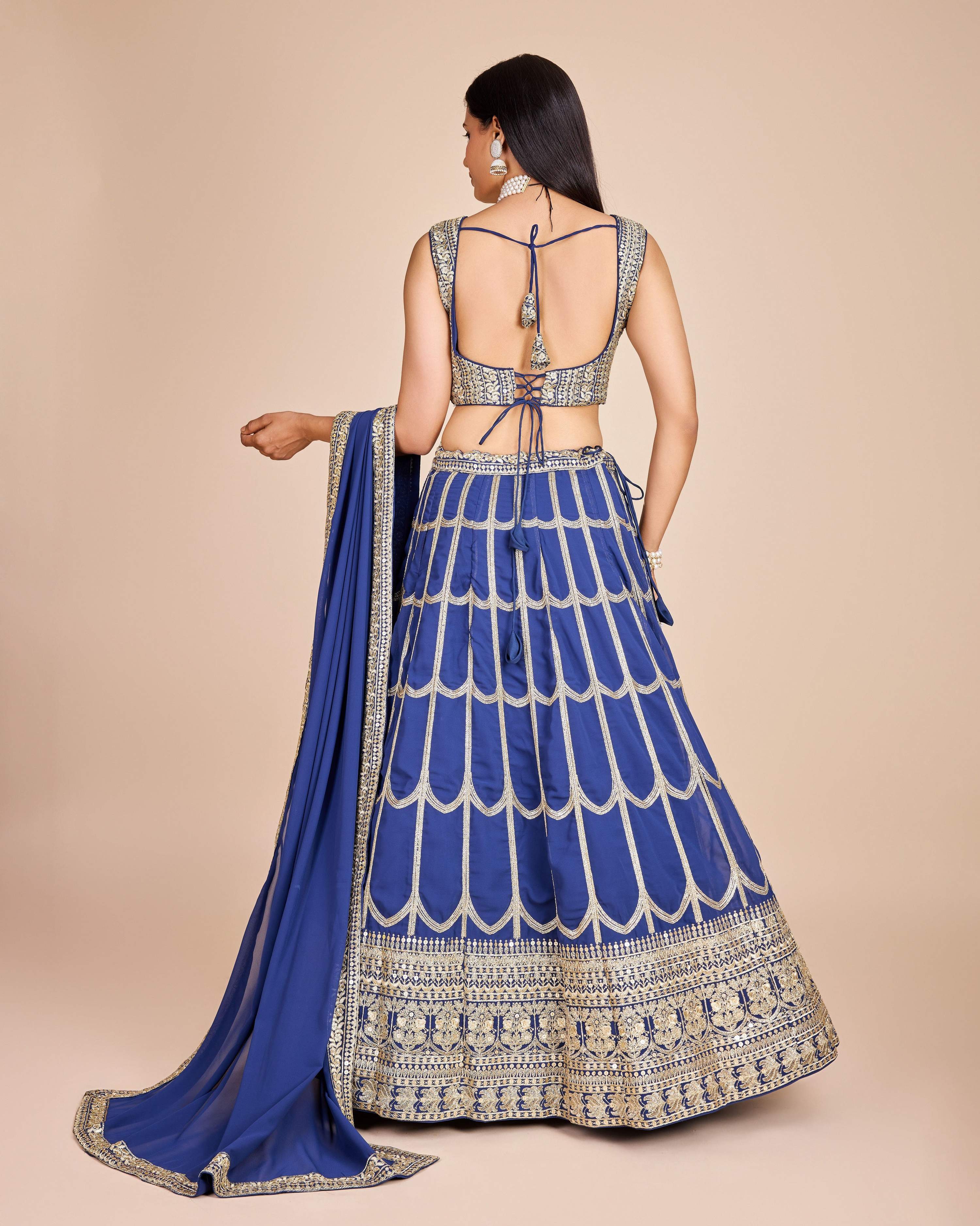 Lehenga Mart Designer Wedding Lehenga Choli For Women - Blue | Grocsy