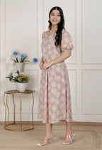Miravan Womens Puff Sleeve Cheeku Pure Cotton Printed Maxi Dress | Grocsy