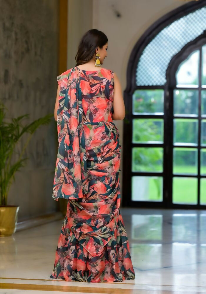 Partywear Designer Green Slime Georgette Fancy Saree - Anbazaar | Grocsy