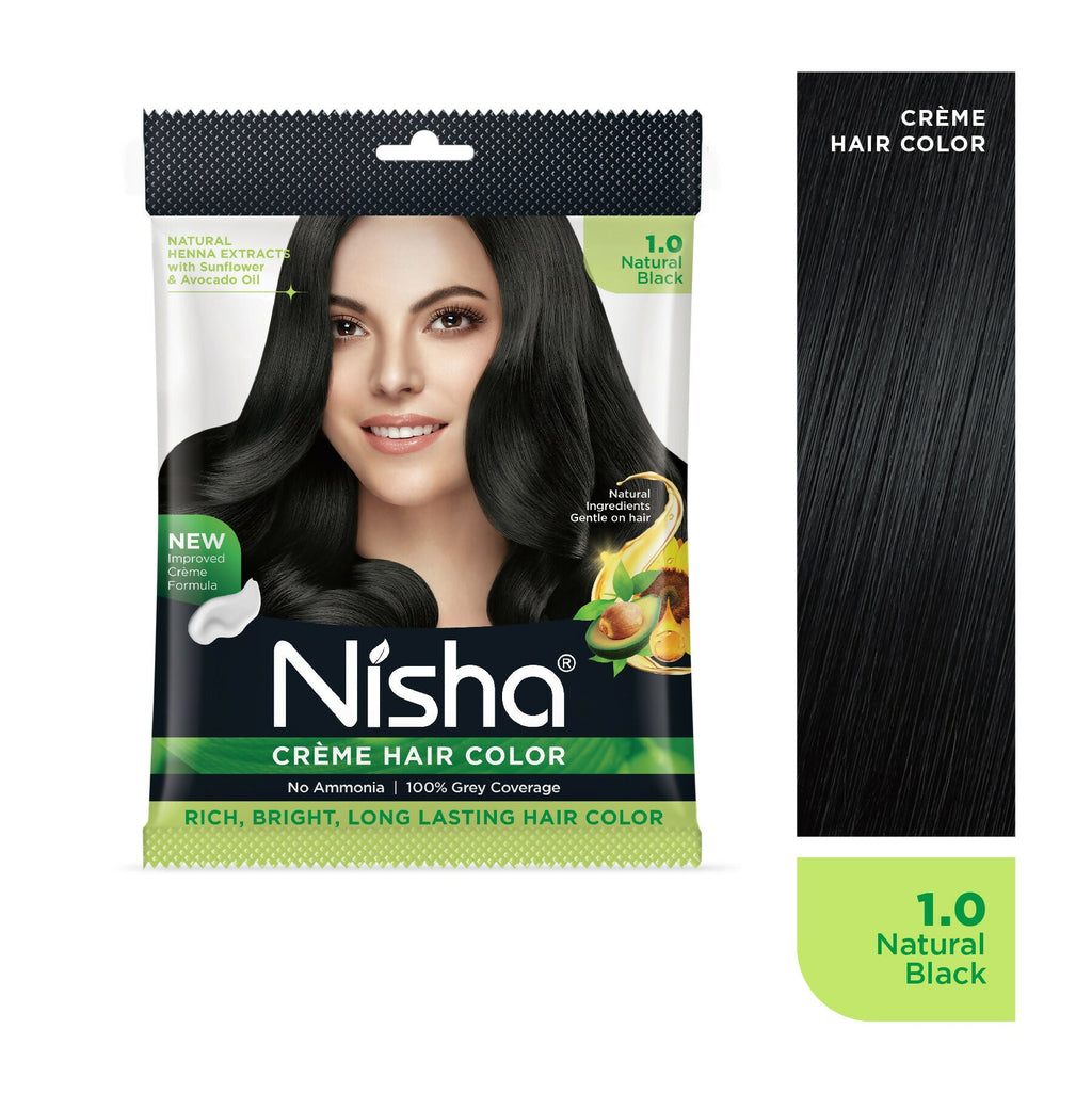 Nisha Creme Hair Color for Women - Natural Black | Grocsy