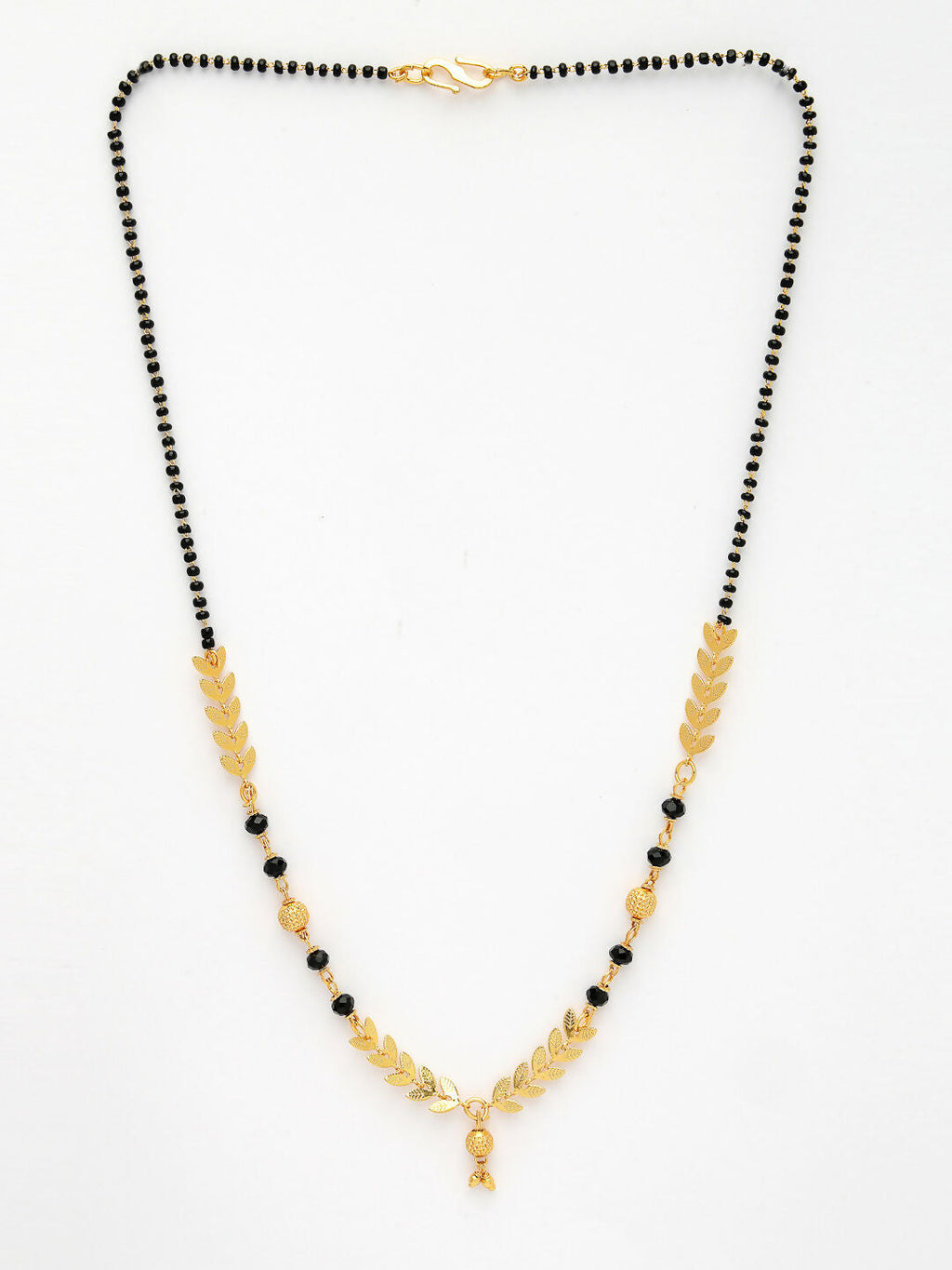 NVR Women's Set of 2 Gold-Polished Black Beaded Mangalsutra | Grocsy