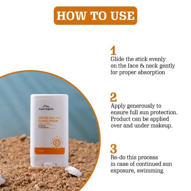 Aravi Organic SPF 50+ Daily Sunscreen Stick | Grocsy