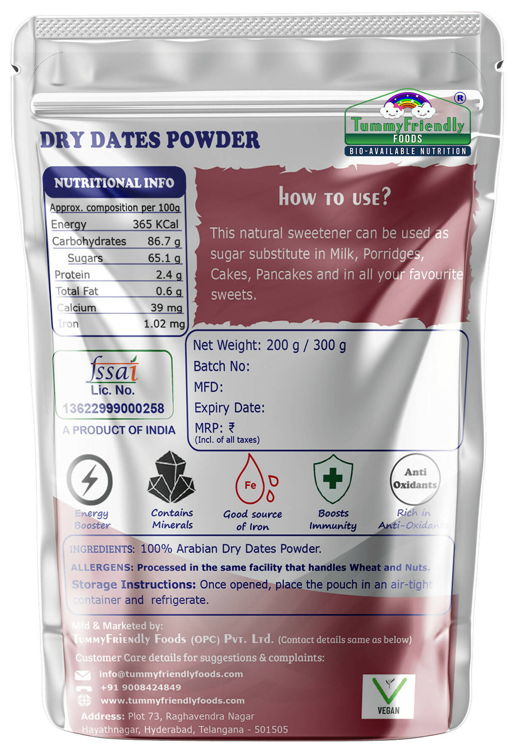 TummyFriendly Foods Dry Dates Powder from Premium Arabian Dates, Kharek Powder Cereal | Grocsy