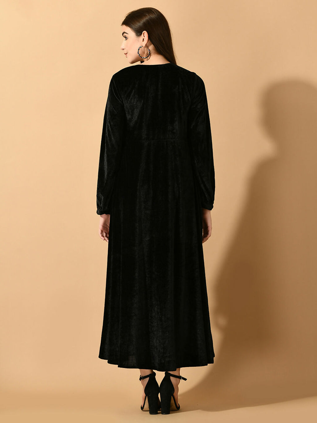 Myshka Women's Black Fit and Flare Party Dress | Grocsy