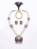 Jewel City Blue Kundan Pearl Long Necklace Set|Festival Jewelry For Women | Grocsy