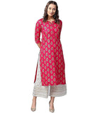 Vamika Pink Printed Rayon Party And Casual Wear Kurta Set | Grocsy