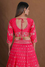 Pink Embroidery With Real Mirror Work Fantum Silk Fabric Lehenga Choli - Jihu Culture | Grocsy