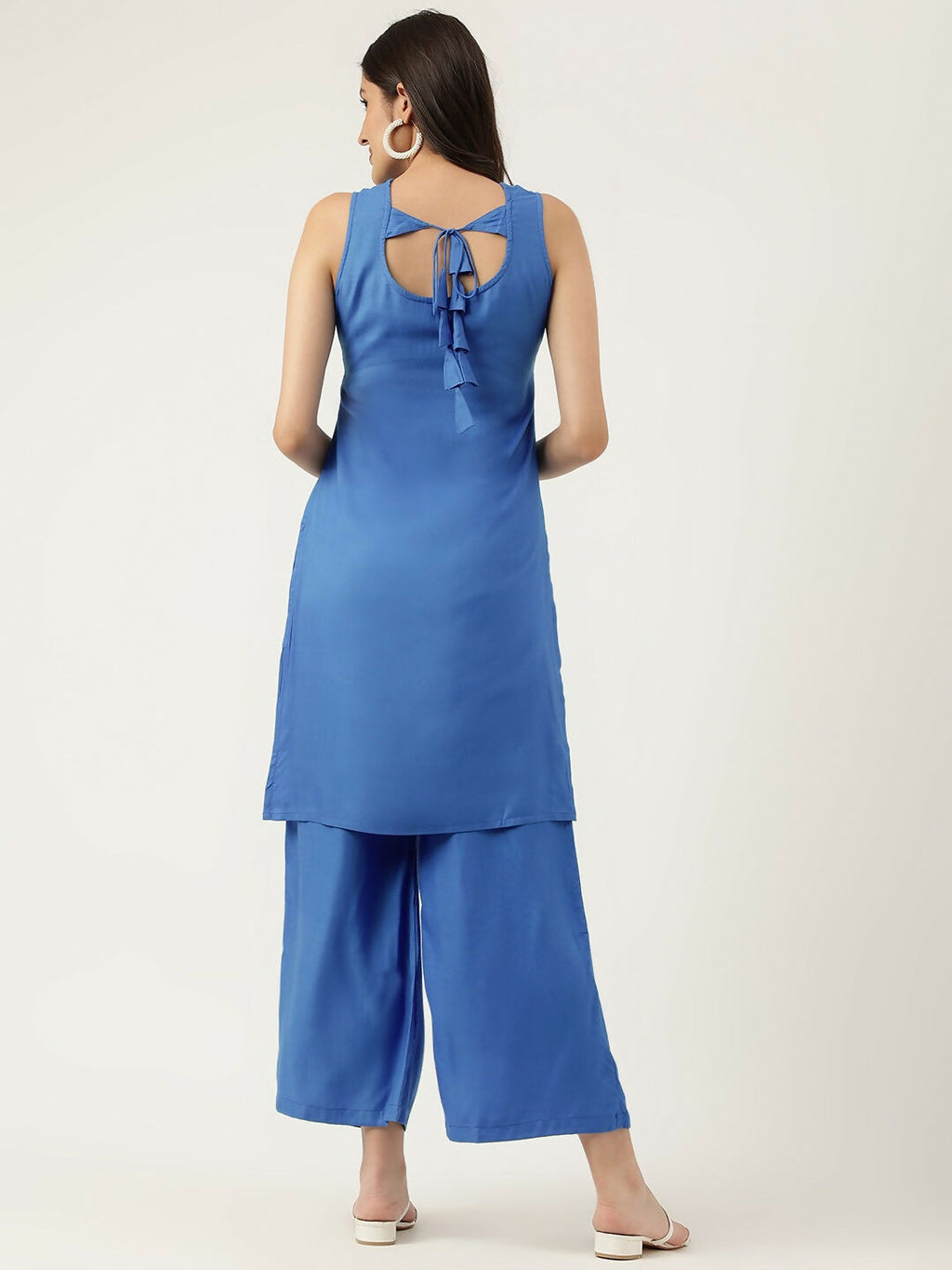 Joban Fashion Blue Rayon and Embroidered Work Straight Kurta Bottom Set | Grocsy