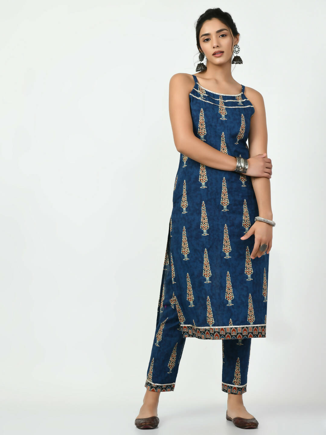 Myshka Women's Blue Straight Printed Kurta | Grocsy