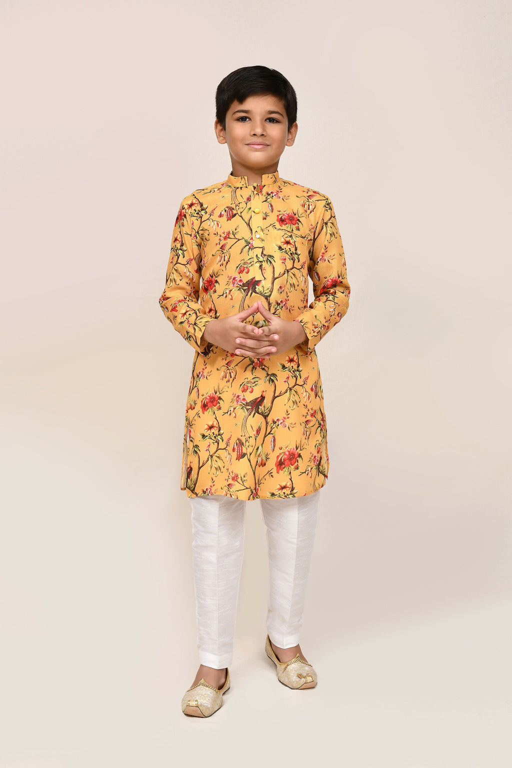 Joban Fashion Linen Cotton Yellow Kurta With Straight Fit Pant | Grocsy