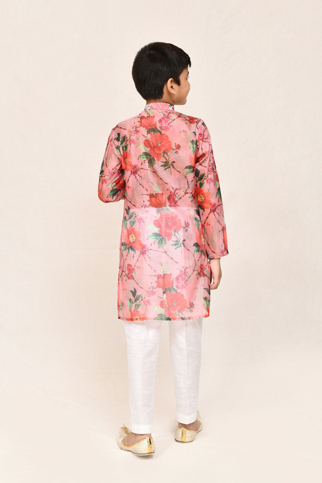 Joban Fashion Georgette Peach Kurta With Straight Fit Pant | Grocsy