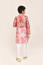 Joban Fashion Georgette Peach Kurta With Straight Fit Pant | Grocsy