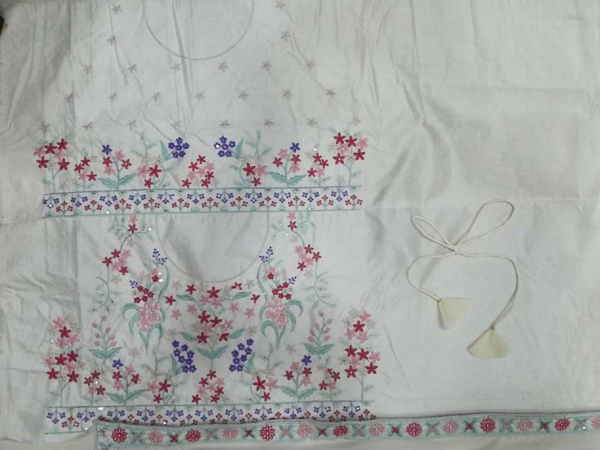 Jyoti Fashion Cream Thread Embroidery Georgette Designer Lehenga Choli with Dupatta | Grocsy