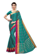Vamika Rama Cotton Silk Weaving Saree (Rimi Checks Rama) | Grocsy