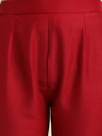 Red Chinon Floral Embroidered Top with Bottom - Maanushi | Grocsy