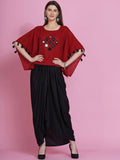 Women Republic Maroon Cotton Kaftan With Dhoti | Grocsy