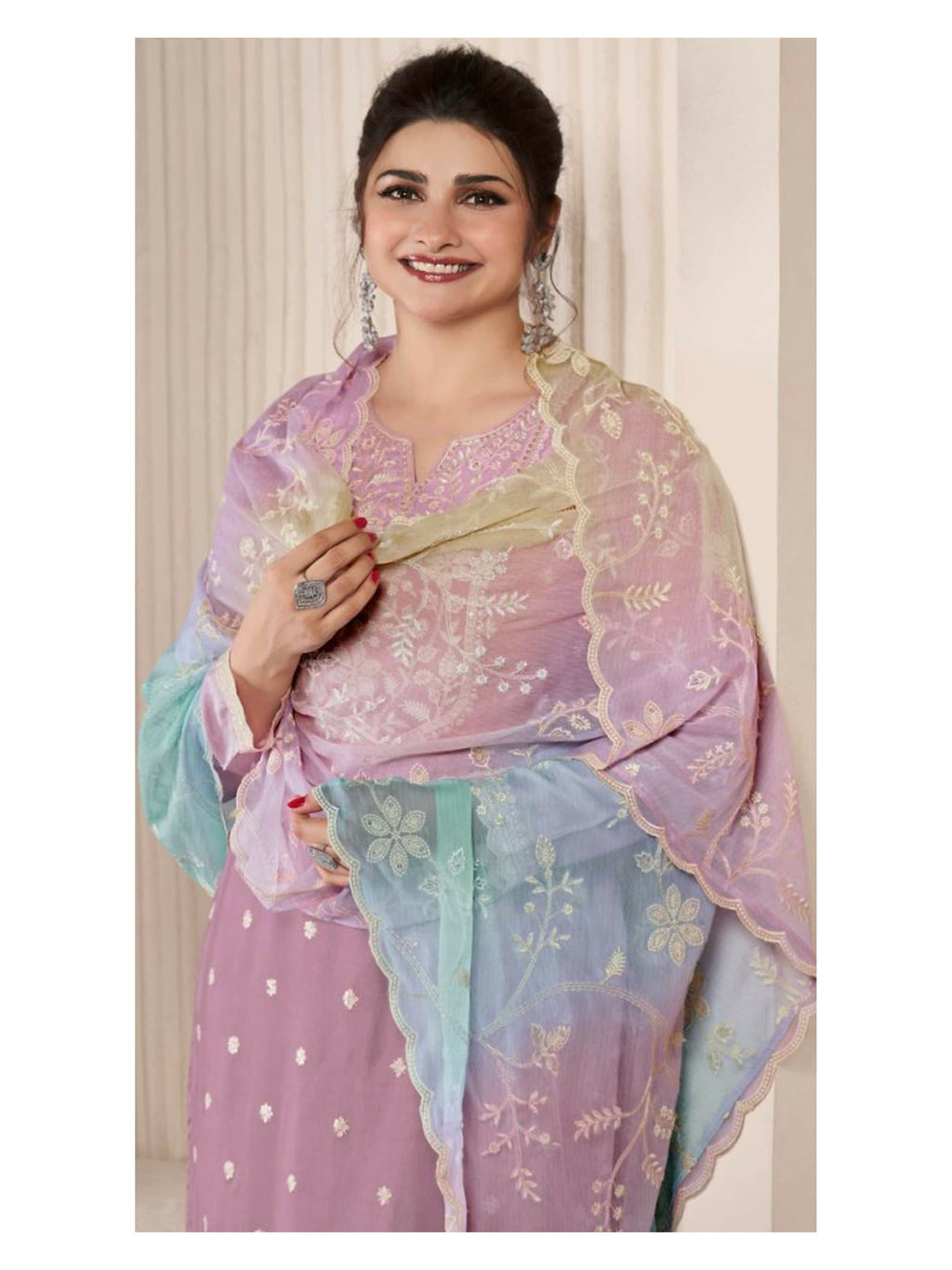 Anaita Purple Moonga Silk Stitched Suit with Embroidery Sequence Work | Grocsy