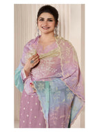 Anaita Purple Moonga Silk Stitched Suit with Embroidery Sequence Work | Grocsy