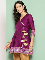 Ahalyaa Women's Traditional wear Tunic - Purple | Grocsy