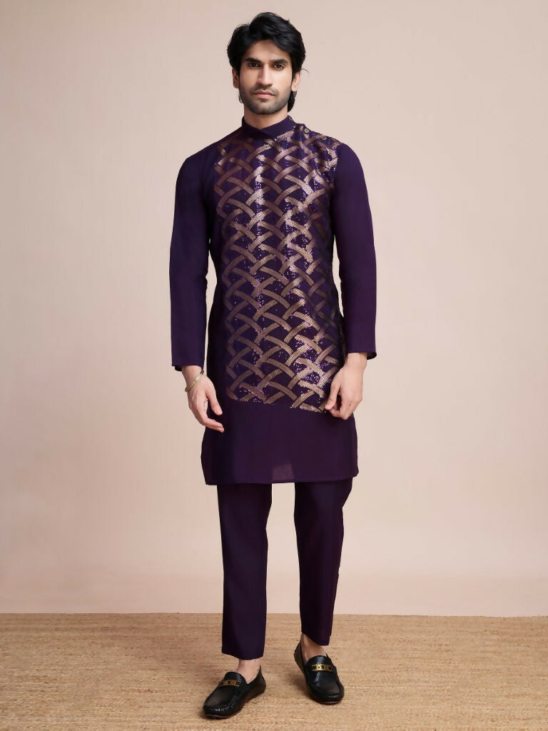 Vastranavya Traditional Festival Wear Pure Silk Thread & Sequence Embroidered Work Kurta | Grocsy
