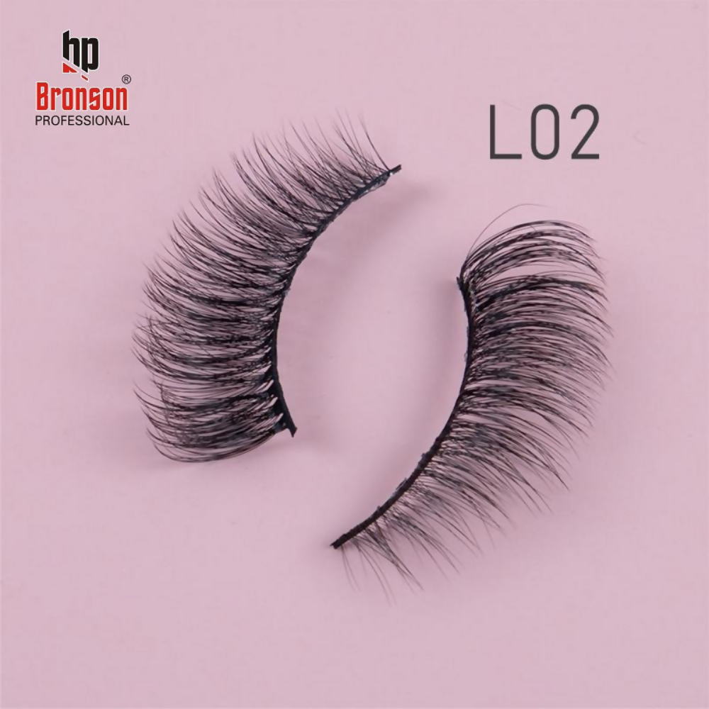 Bronson Professional Eyelash Set 3d False Long And Natural Eye Makeup - L02 | Grocsy