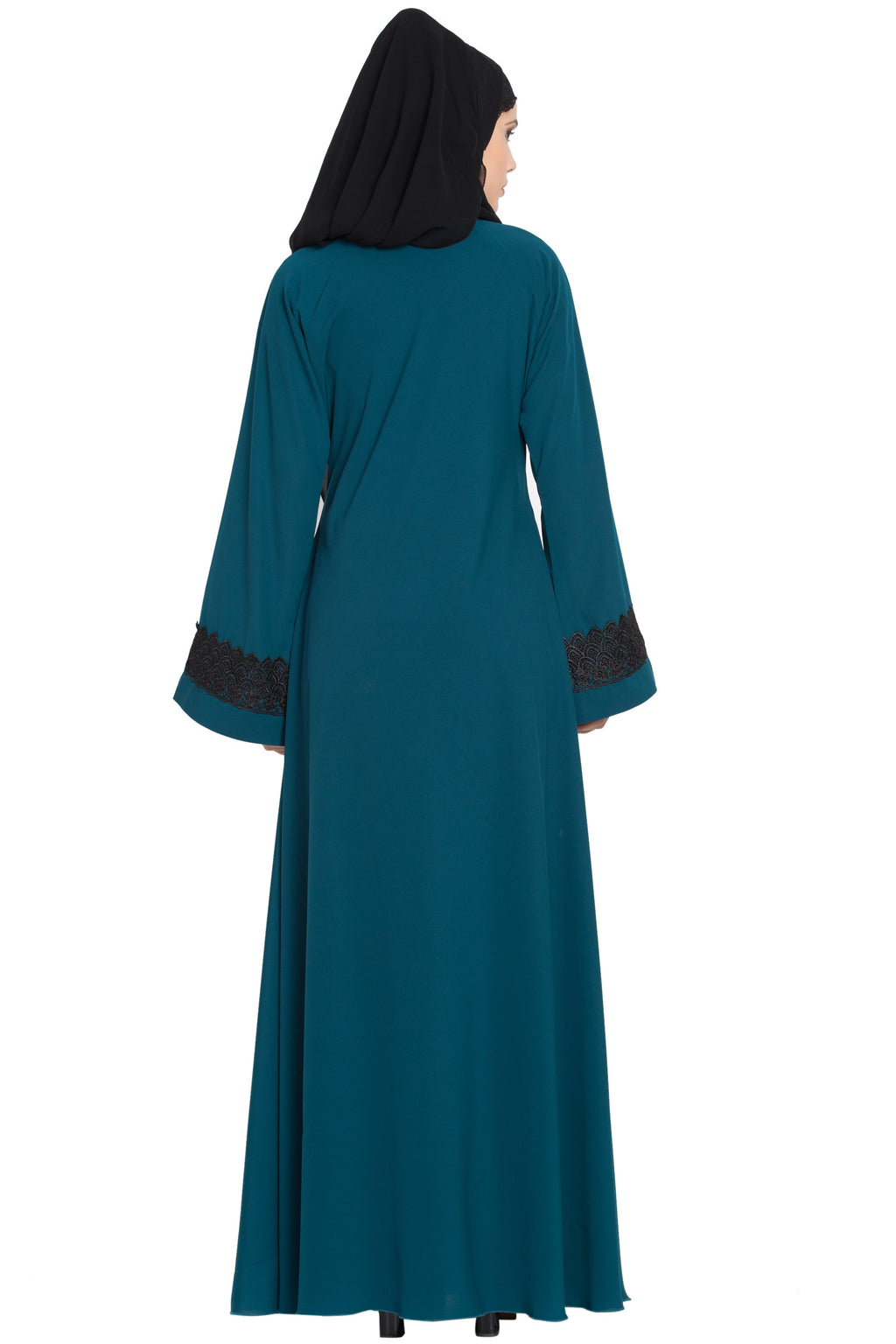 Bashariya Umbrella Flare Abaya With Lacework On Sleeves | Grocsy