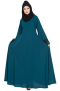 Bashariya Umbrella Flare Abaya With Lacework On Sleeves | Grocsy