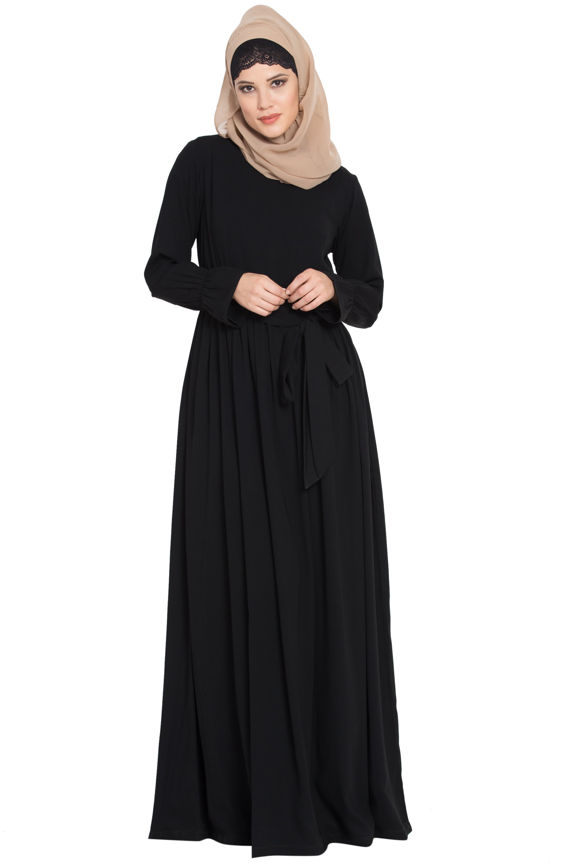 Bashariya Abaya Dress With Double Layers Of Bell Sleeves | Grocsy