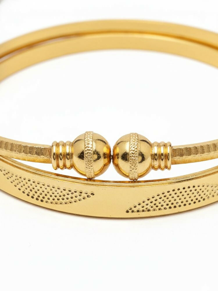 NVR Women Set of 2 Gold Plated Traditional Adjustable Kada Bangle | Grocsy