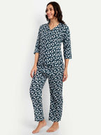 Alvano Beautiful Floral Print Co-ord set for Women's and Girls Rayon(Blue) | Grocsy