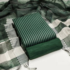 Green Cotton Jacquard Woven Unstitched Dress Material - Amara | Grocsy