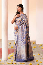 Joban Fashion Lavender Pure Katan Pure Handloom Banarasi Silk Saree | Grocsy