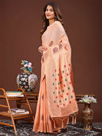 Shree Shyam Fashion Neerja Orange Linen Cotton Saree | Grocsy