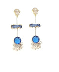 Bling Accessories Druzy Aqua Color Semi Precious Stone 92.5 Sterling Silver Earrings | Grocsy