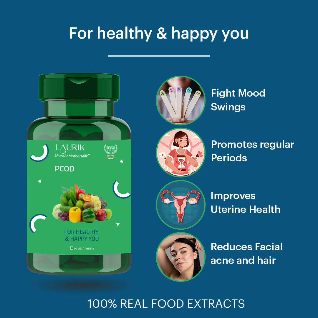 Laurik PCOD Balance Tablets With Vitamin D2, Folate And Inositol For Women Health | Grocsy