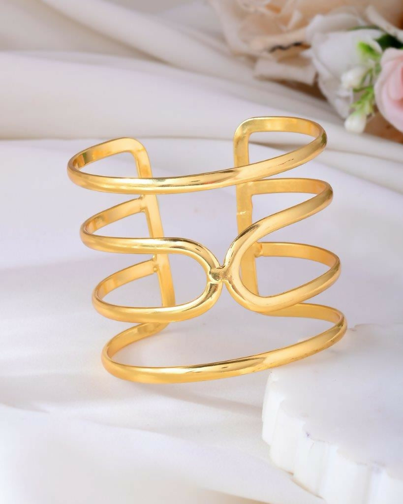 VOJ Gold-Polished multi Layer Kada Bracelet | Grocsy