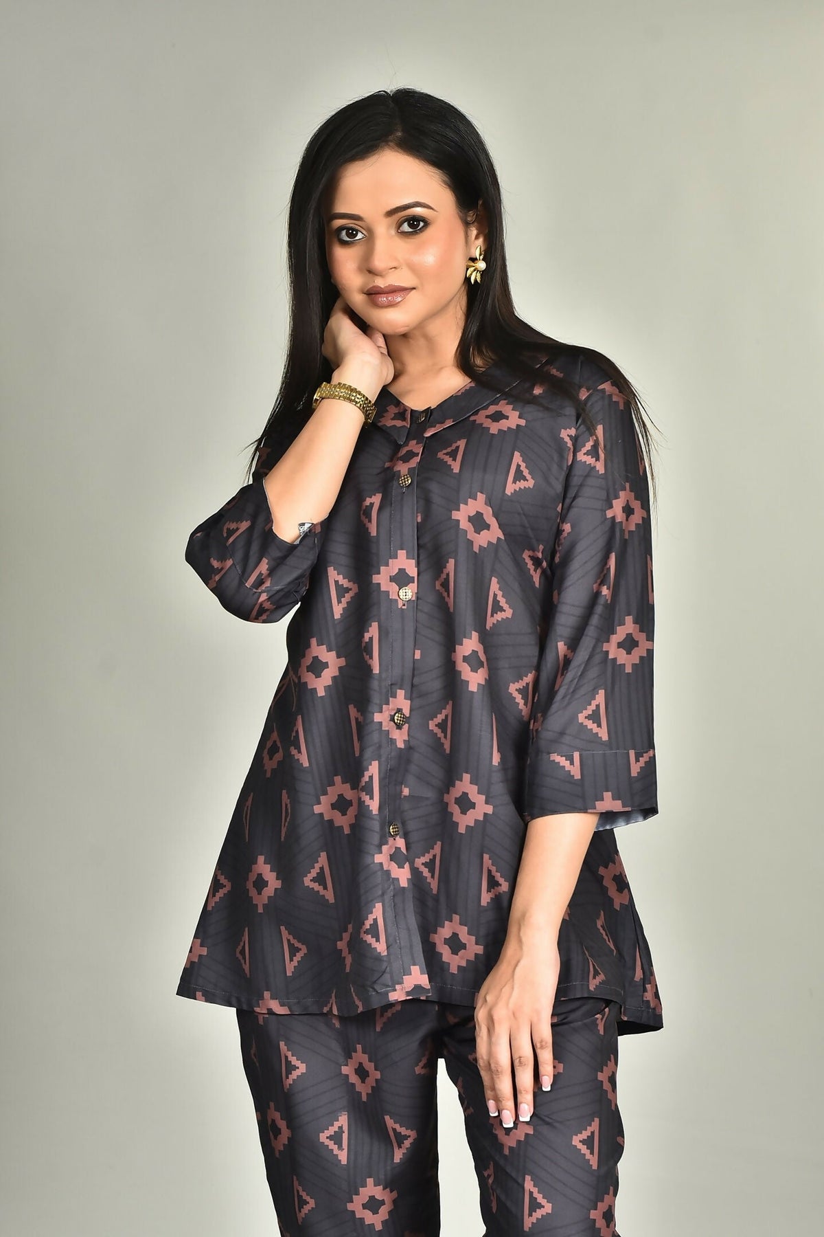 Morchari Digital Print Semi Muslin Co-Ord Set Top & Trouser-Multicolor | Grocsy