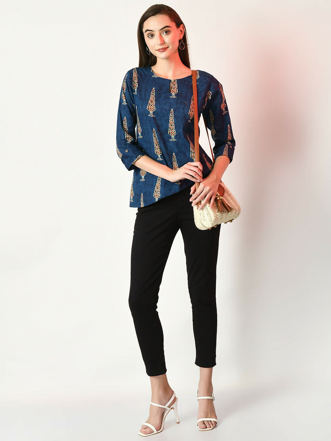Myshka Women's Blue Printed Top | Grocsy