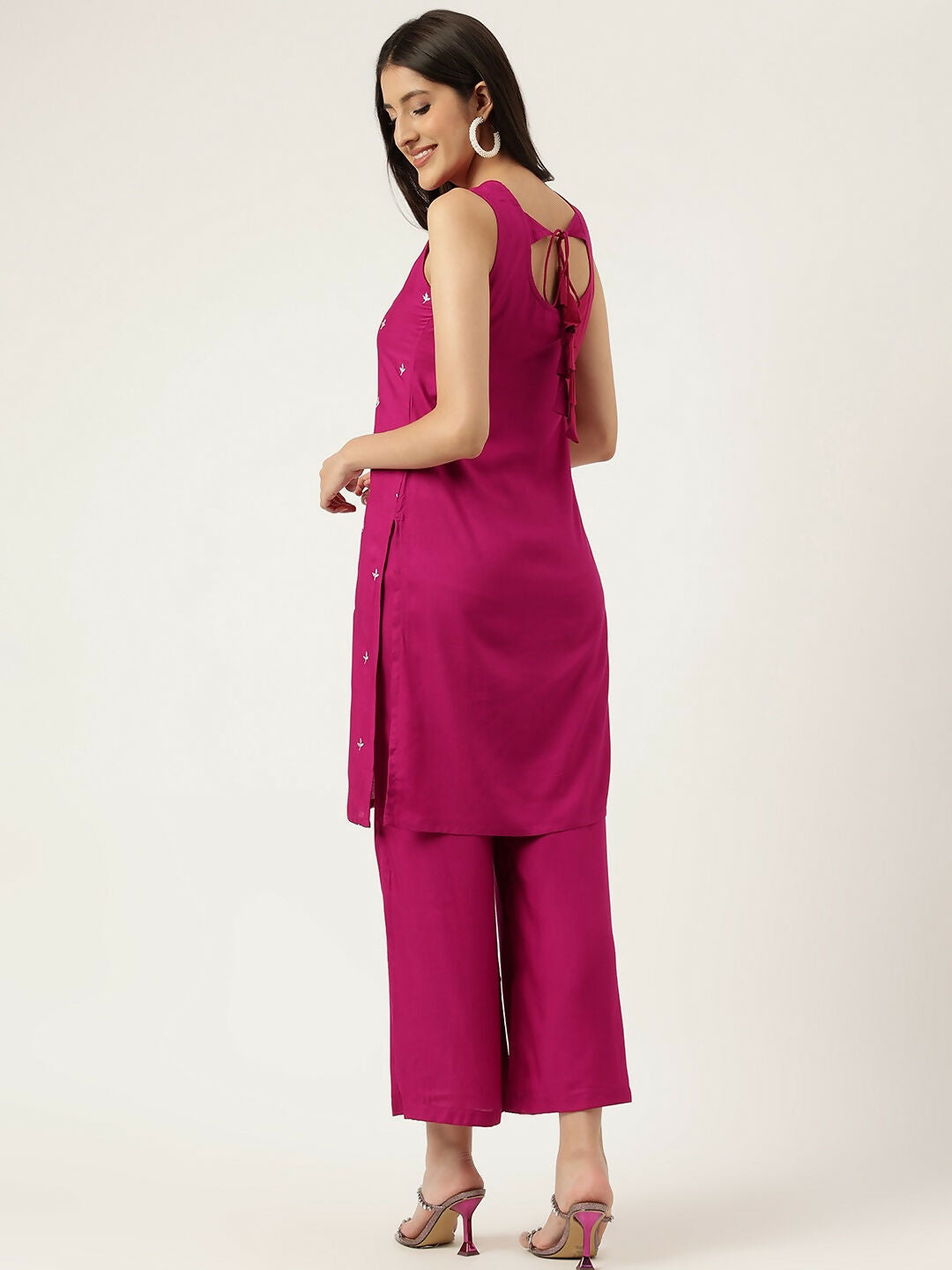 Joban Fashion Pink Rayon and Embroidered Work Straight Kurta Bottom Set | Grocsy
