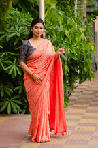 Pink Jute Silk Woven Design Saree with Unstitched Blouse - A2M | Grocsy